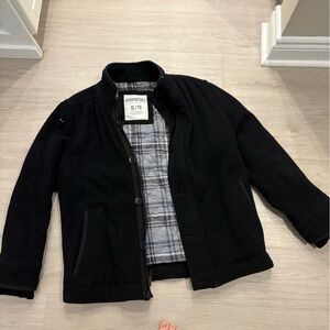 Aeropostale Black Jacket with Gray Plaid Lining